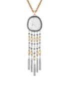 Lucky Brand Fringed Pebble Statement Pendant Necklace