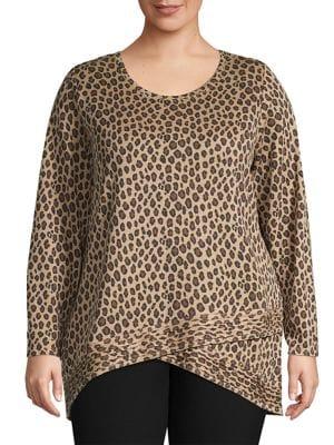 Context Plus Animal-print Layered-hem Top