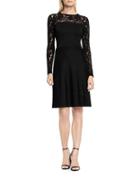 Vince Camuto Long Sleeve Burnout Flare Sweater Dress