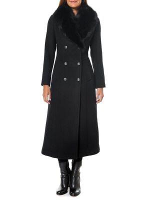 1 Madison Fox Fur-trim Wool-blend Coat