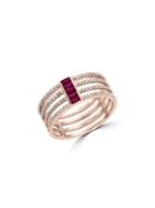 Effy Amore 14k Rose Gold, Natural Ruby & Diamond Ring