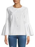 Beach Lunch Lounge Embellished Bell-sleeve Cotton Top