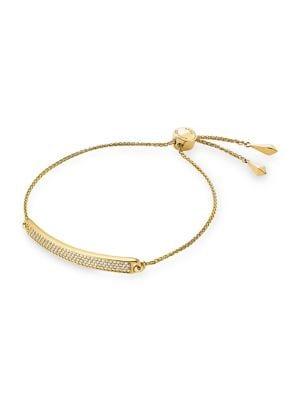 Michael Kors Goldplated Sterling Silver And Cubic Zirconia Pave Plaque Slider Bracelet