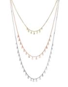 Lucky Brand Sun Kissed Moments Three-tone, Steel, Semi-precious Rock Crystal Triple Layer Necklace