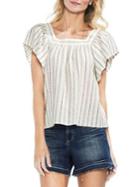 Vince Camuto Metallic Striped Peasant Blouse