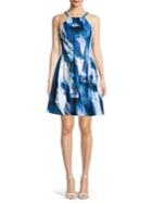 Vince Camuto Printed Halterneck Fit-&-flare Dress