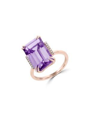Effy Viola Pink Amethyst, 14k Rose Gold & Diamond Ring