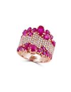 Effy Amore 1.12 Tcw Diamond, Ruby And 14k Rose Gold Ring