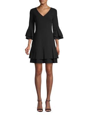 Laundry By Shelli Segal V-neck Tiered Flounce Mini Dress