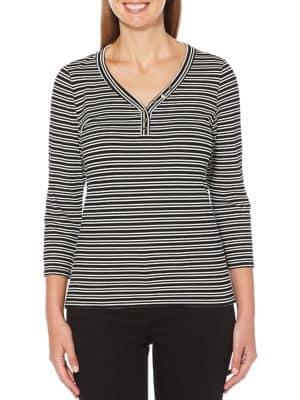 Rafaella Printed Ribbed Sweater