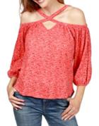 Lucky Brand Floral Cold-shoulder Cotton Top