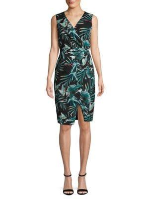 Black Halo Normal Tropical-print Sheath Dress