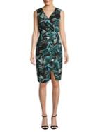 Black Halo Normal Tropical-print Sheath Dress