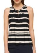 Tommy Hilfiger Front Keyhole Striped Top