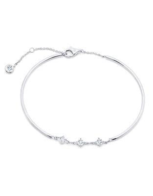 Crislu Ellipse Platinum And Sterling Silver Brilliant Accented Bracelet
