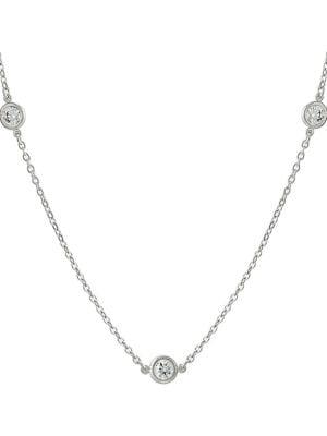 Crislu Sterling Silver Cubic Zirconia Station Necklace