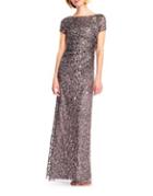 Adrianna Papell Sequin Floor-length Gown