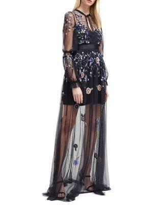 French Connection Caspia Embroidered Mesh Dress