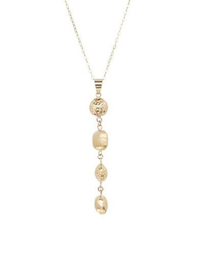 Lord & Taylor 14k Yellow Gold Oval Beaded Pendant Necklace