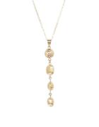 Lord & Taylor 14k Yellow Gold Oval Beaded Pendant Necklace