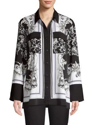 Jones New York Scarf-print Long-sleeve Tunic