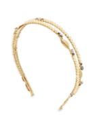 Miriam Haskell Coral Reign Goldtone, Faux Pearl & Crystal Leaf Headband