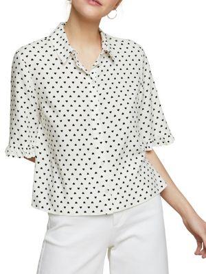 Miss Selfridge Heart Frill Button-down Shirt