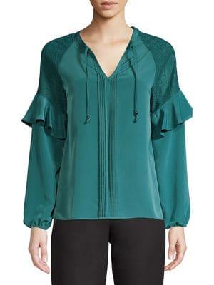 H Halston Tie-neck Blouse