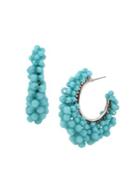 Miriam Haskell Deco Turquoise Woven Beaded Hoop Earrings