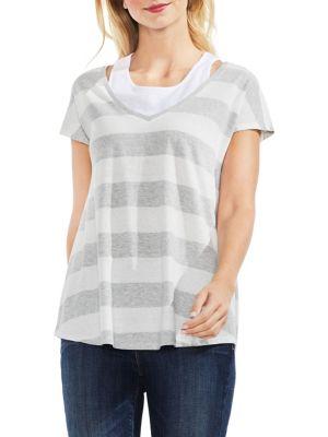 Vince Camuto Striped Layered T-shirt