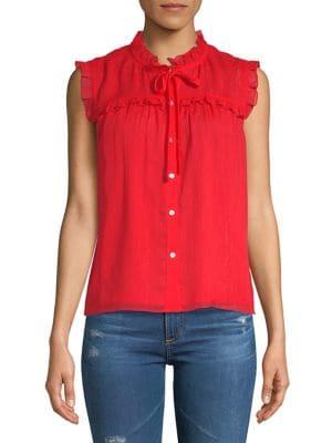 Highline Collective Ruffled Chiffon Sleeveless Top