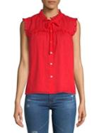 Highline Collective Ruffled Chiffon Sleeveless Top