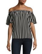 French Connection Striped Off-the-shoulder Top