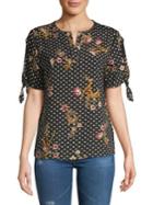 Ivanka Trump Printed Splitneck Blouse