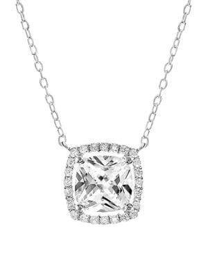 Lord & Taylor 925 Sterling Silver & Crystal Halo Station Chain Necklace