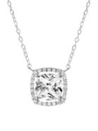 Lord & Taylor 925 Sterling Silver & Crystal Halo Station Chain Necklace
