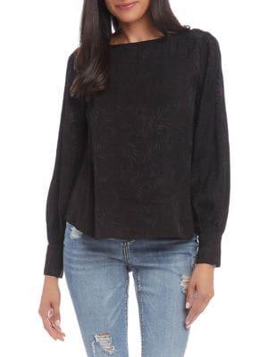 Karen Kane Jacquard Shirred Sleeve Top