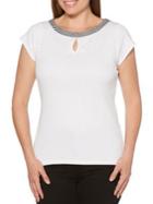 Rafaella Gingham-neckline Keyhole Top