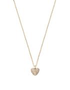 Michael Kors Pave Cubic Zirconia & Steel Heart Reversible Necklace