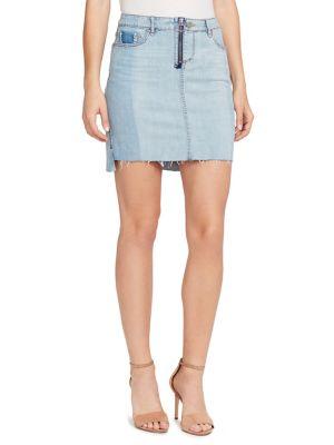 William Rast Racer Stripe Raw-edge Denim Skirt