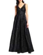 Adrianna Papell Beaded Jacquard Ball Gown
