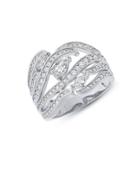 Crislu Designer Couture Cubic Zirconia, Platinum And Sterling Silver Sheer Style Ring