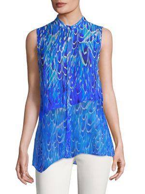 Elie Tahari Shreeva Tiered Asymmetrical Silk Blouse