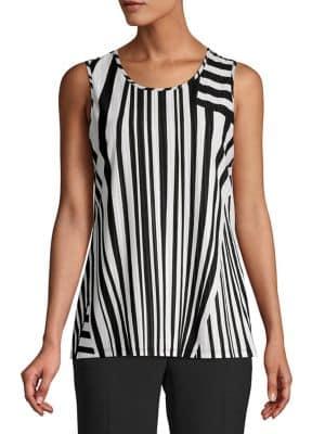 Kasper Sleeveless Zebra Printed Top