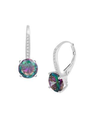 Lord & Taylor Sterling Silver & Multicolored Cubic Zirconia Leverback Earrings