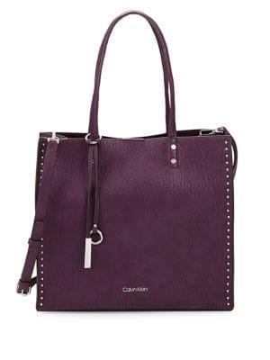 Calvin Klein Studded Leather Tote With Matching Zip Pouch