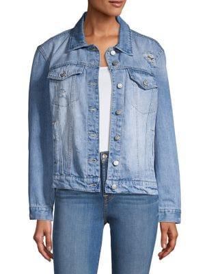 Kensie Jeans Off Duty Distressed Oversized-fit Denim Jacket