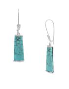 Robert Lee Morris Soho Mosaic Semi-precious Turquoise Stone And Silverplated Long Drop Earrings