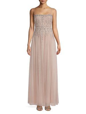 Aidan By Aidan Mattox Embellished Chiffon Column Gown