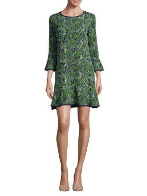 Michael Michael Kors Petite Bell-sleeve Paisley-print Dress